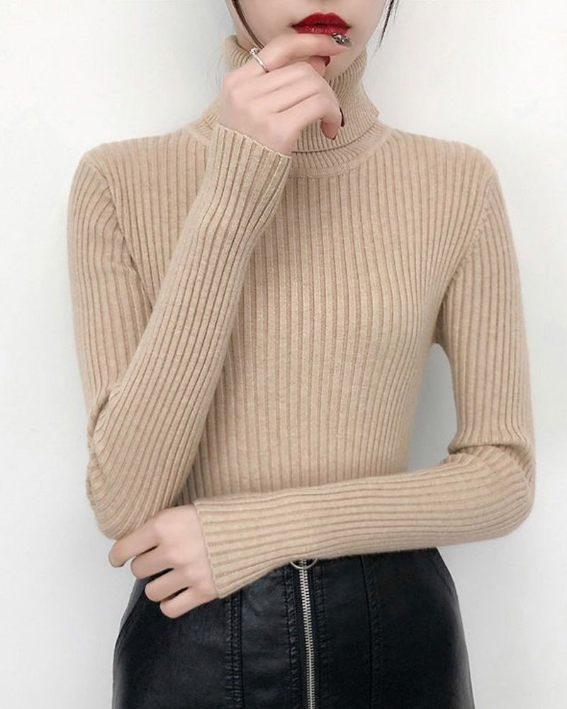 High-Neck Knit Sweater Base Layer