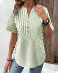 Classic Striped Button Up Blouse