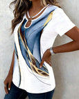 Abstract Print Round Ring Short-Sleeved T-Shirt