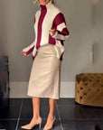 High Collar Vertical Striped Sweater