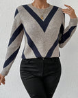 Geometric-Print Crew Neck Sweater