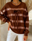 Round Neck Bow Casual Sweatshirt