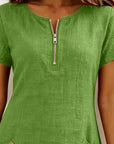 Zipper Pocket Cotton Linen Dress