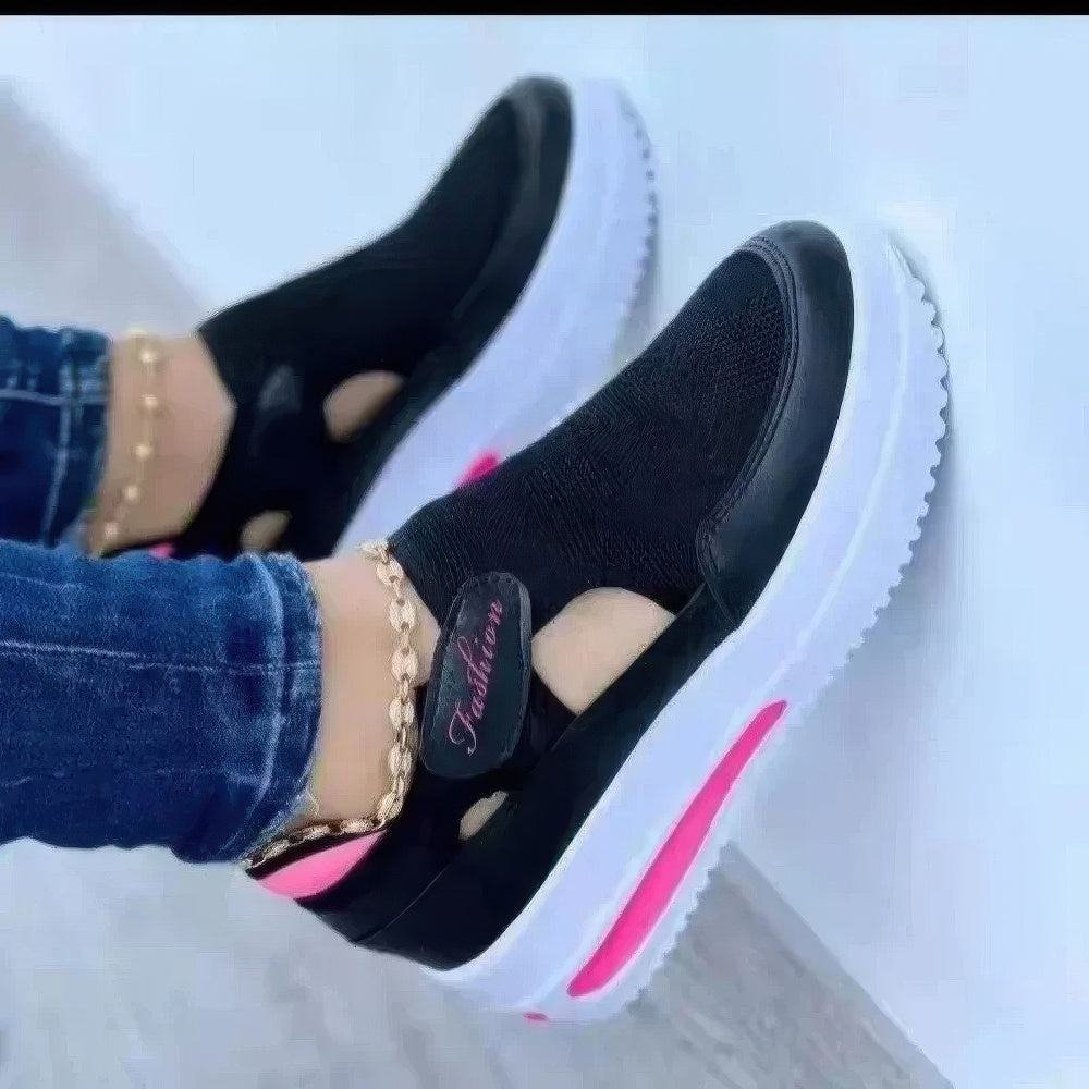 Women's Breathable Cashmere Mesh Platform Sneakers