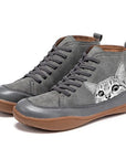 Leather Boots with Cat Design