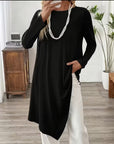 Asymmetric Mid-Length Solid Color Top