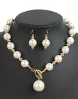 Pearl Decor Necklace + Earrings