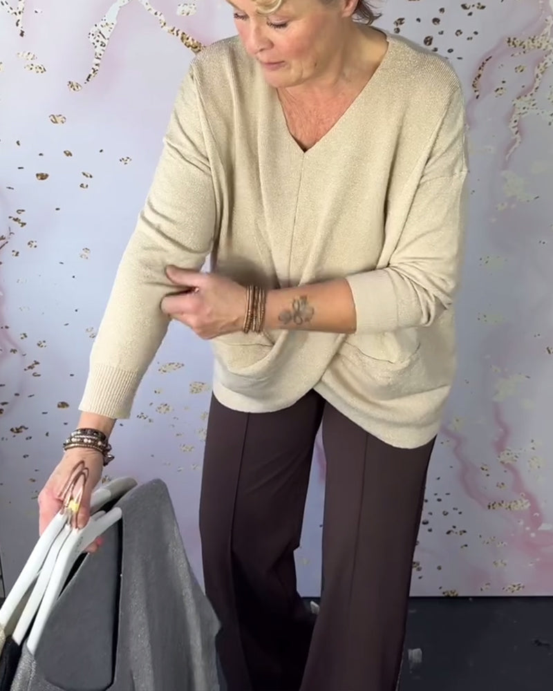 Irregular Hem V-Neck Sweater
