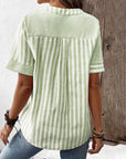 Classic Striped Button Up Blouse