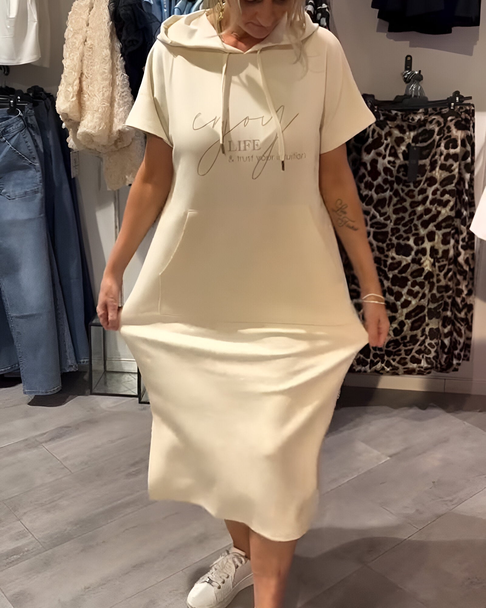 Relaxed Fit Pullover Hoodie Dress