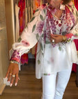 Printed Casual Lantern Sleeve Top