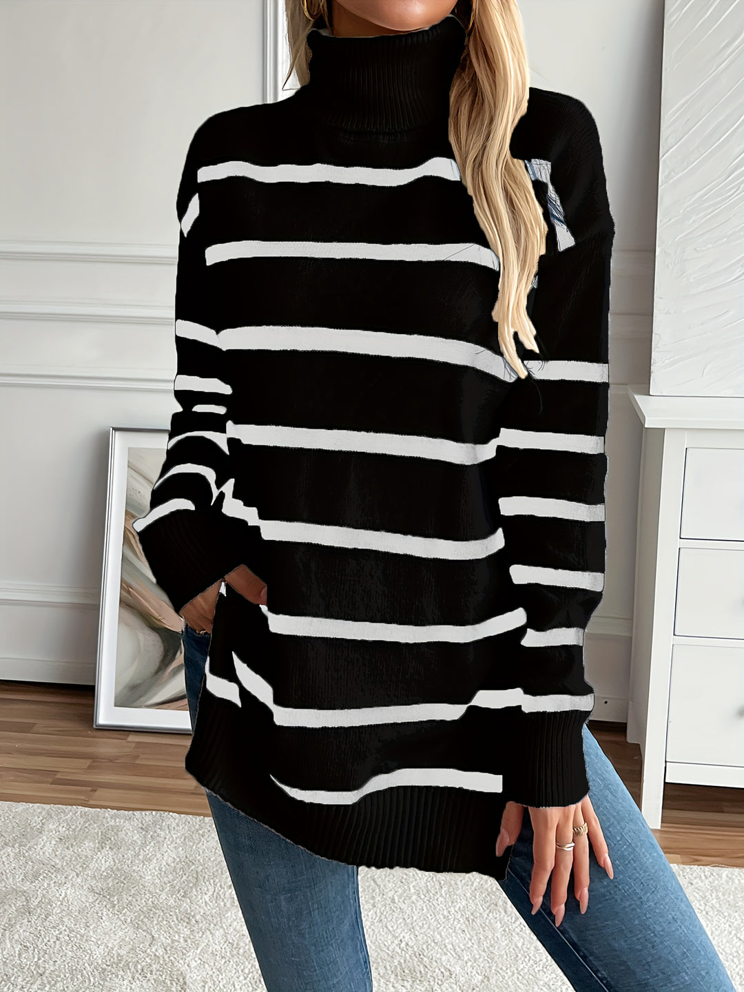 Maya Cozy Striped Knit Sweater