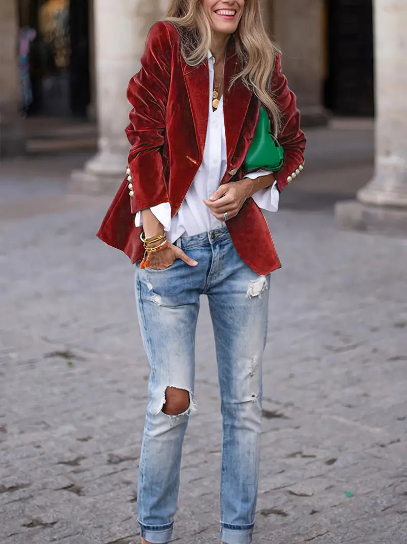 Elegant Velvet Blazer Jacket for Women