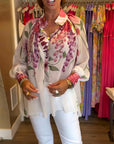 Printed Casual Lantern Sleeve Top