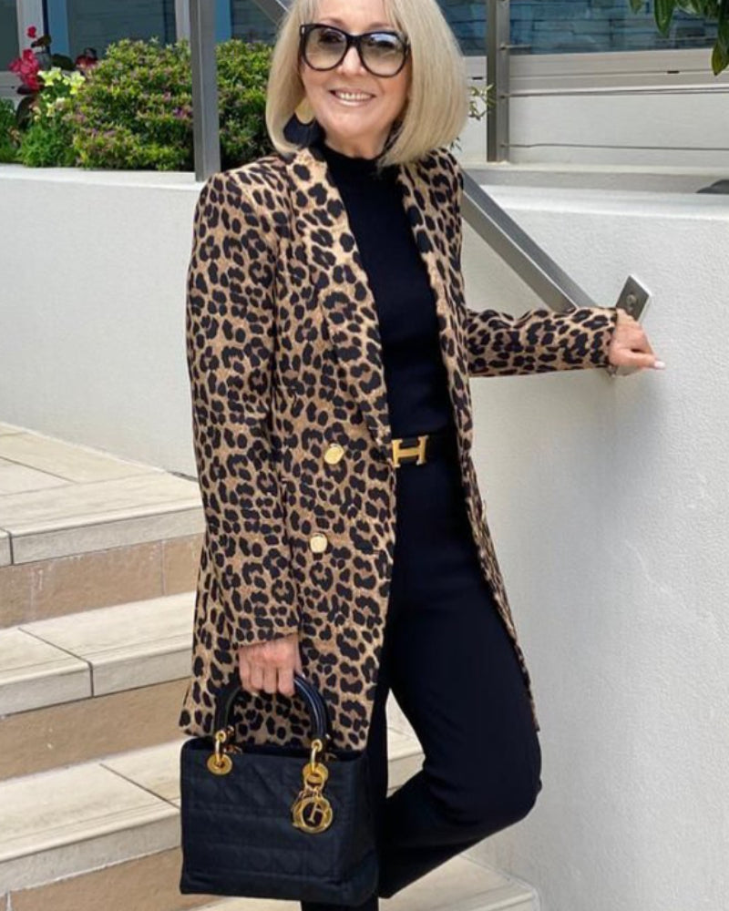 Leopard Print Plus Size Coat