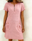 Zipper Pocket Cotton Linen Dress