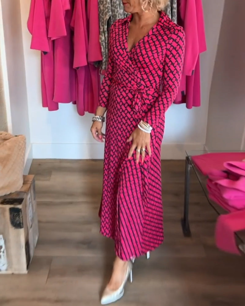 Chic Maxi Dress with Deep V Neckline