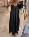 Solid color top suspender dress two piece set