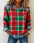 Plaid Patchwork Fashion Sweatshirt