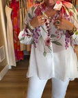 Printed Casual Lantern Sleeve Top