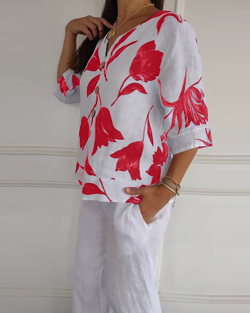 Relaxed Fit Floral Cotton Top