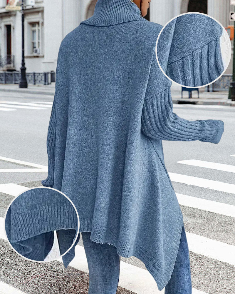 High Collar Irregular Loose Sweater