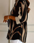 Stand Collar Irregular Printed Blouse