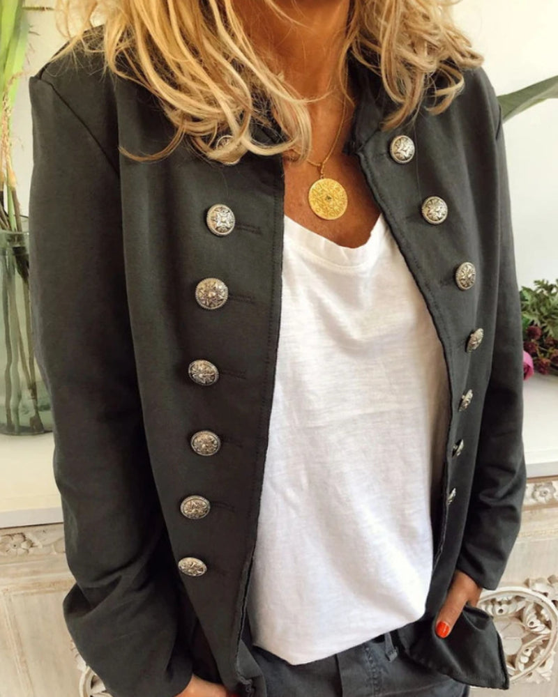 Stand Collar Slim-Fit Coat