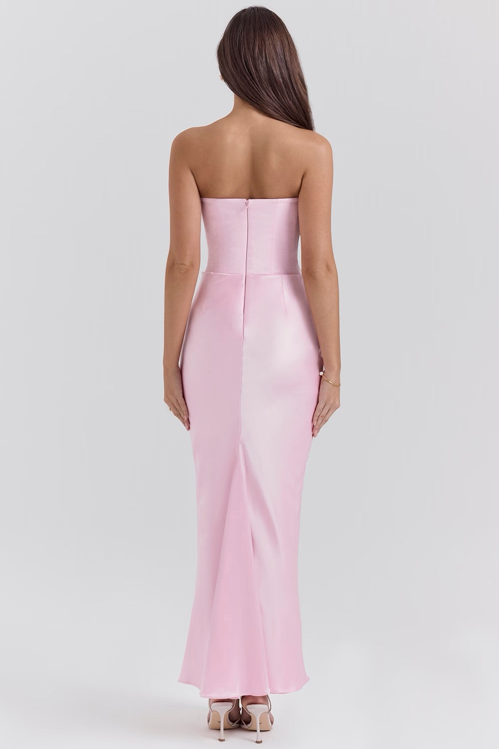 Elegant Retro Solid Color Strapless Party Dress