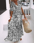 Printed v-neck loose dress