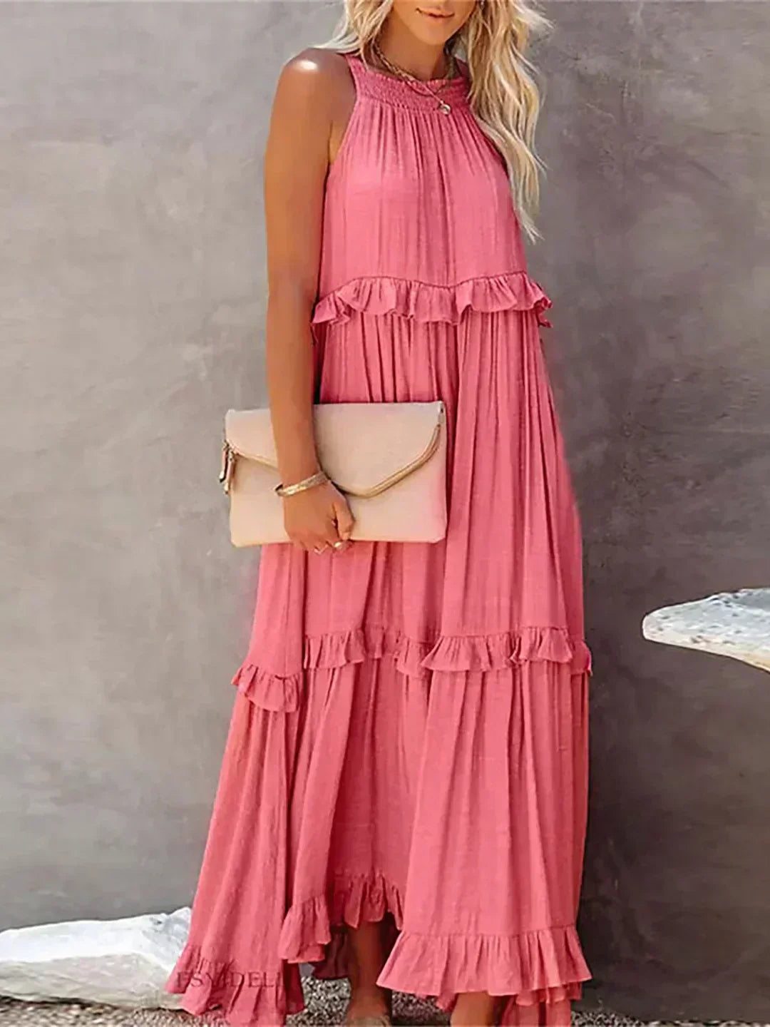 Soft Ruffle Casual Dress – Lightweight, Flowy Summer Style Perfect for Travel &amp; Everyday Elegance