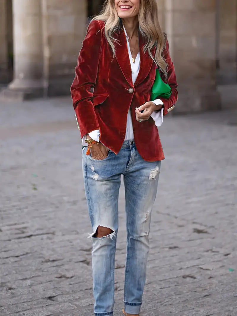 Elegant Velvet Blazer Jacket for Women
