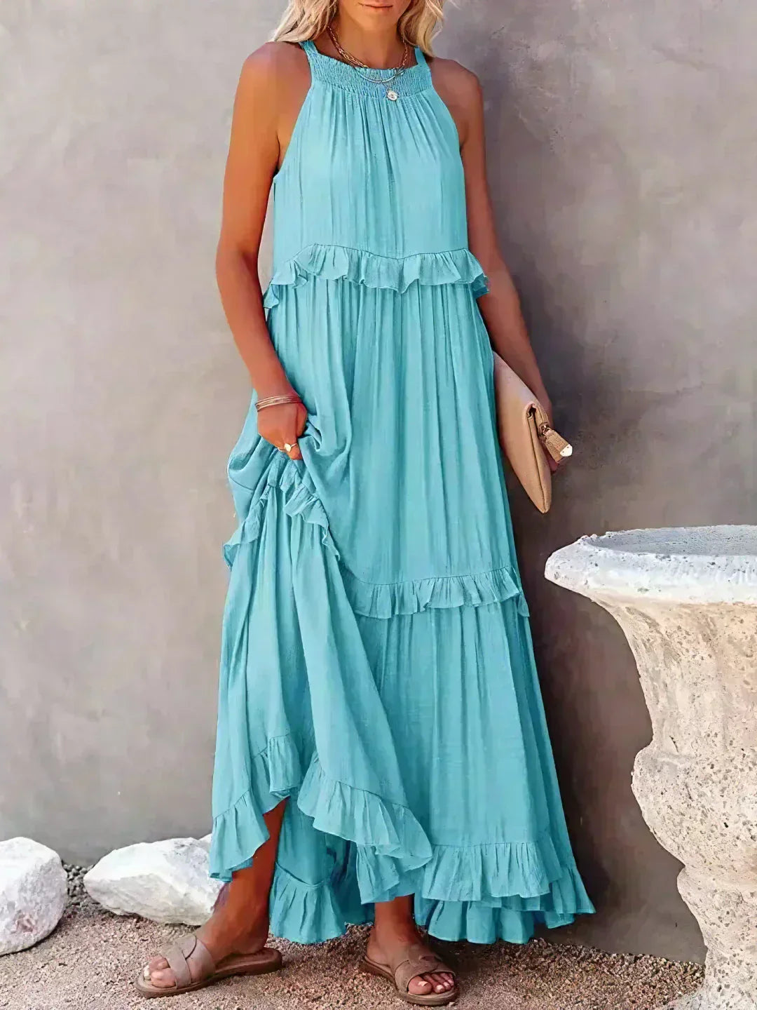Soft Ruffle Casual Dress – Lightweight, Flowy Summer Style Perfect for Travel &amp; Everyday Elegance