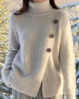High-Neck Irregular Design Sweater
