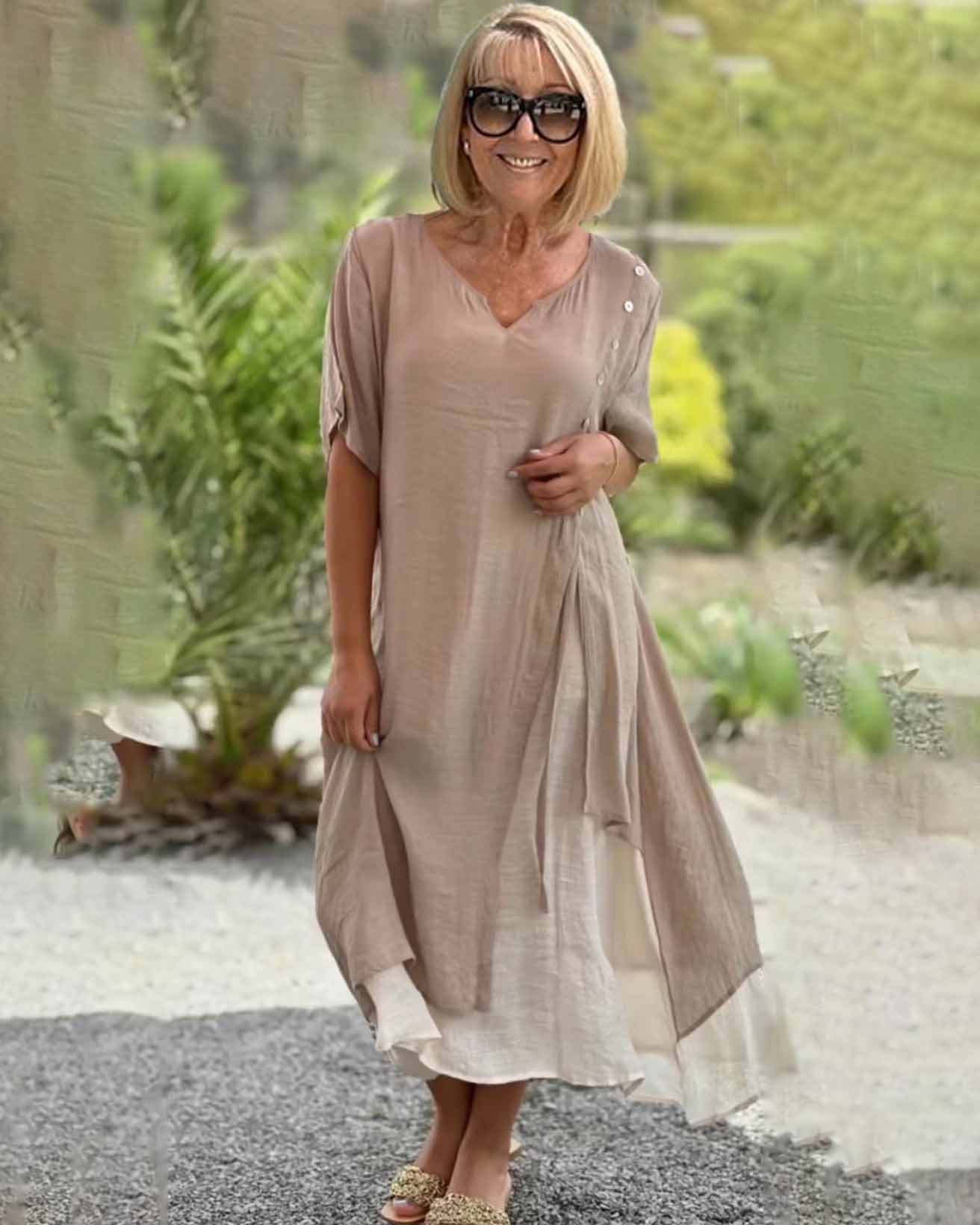 Asymmetric Short Sleeve Dress