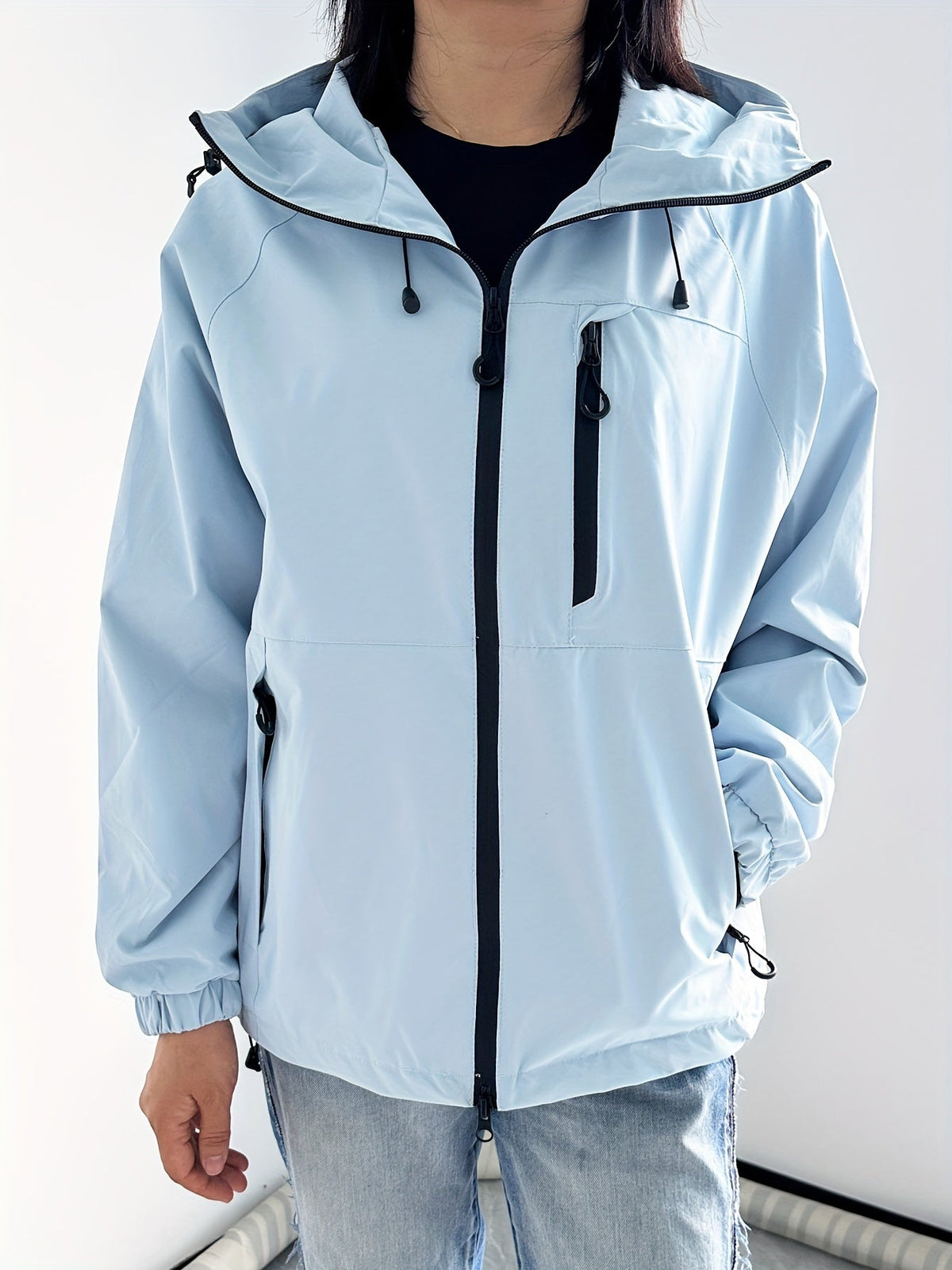 Casual Rain Jacket with Hood Women