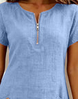 Zipper Pocket Cotton Linen Dress
