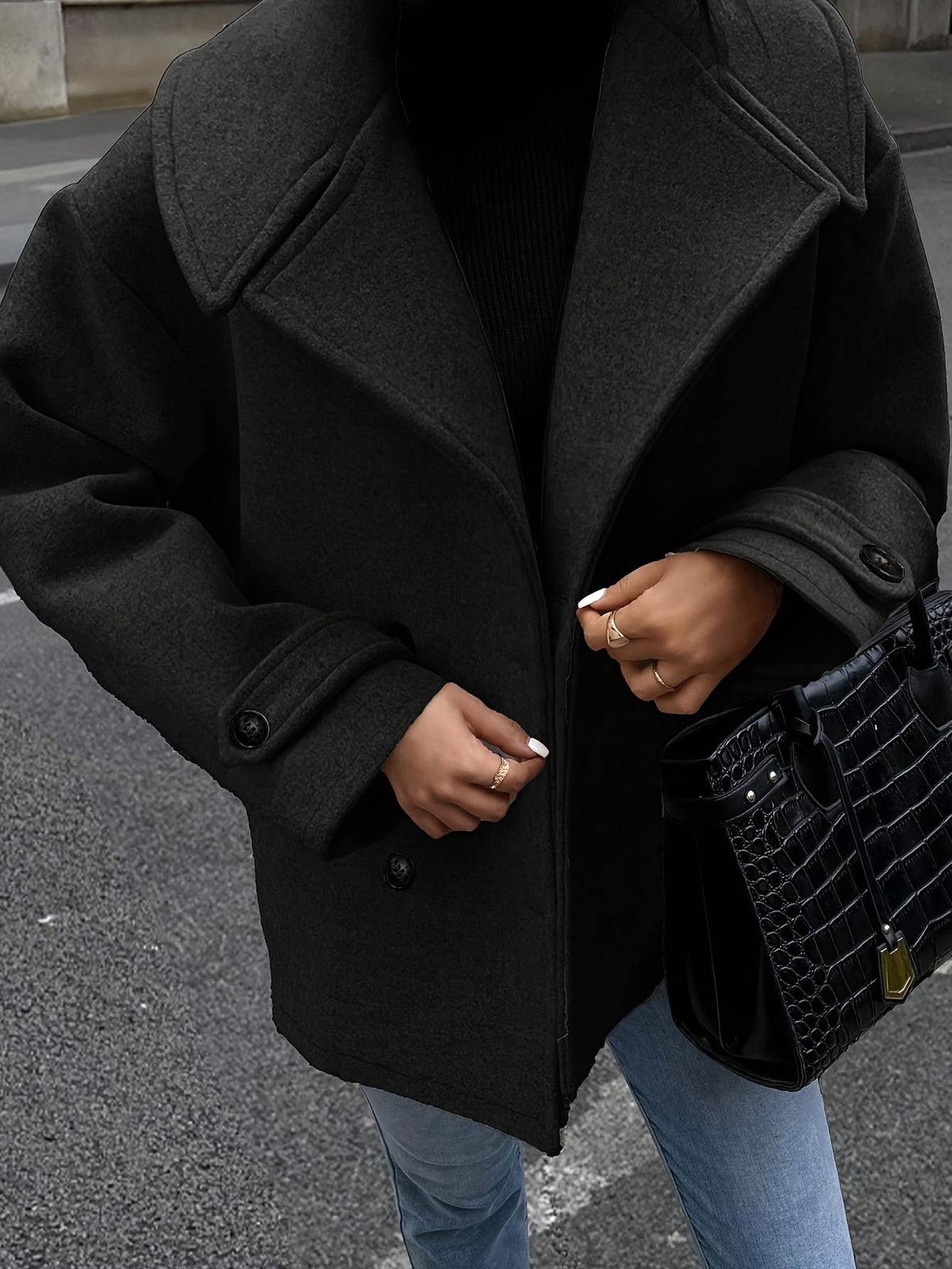 Stylish Double-Breasted Jacket with Button Details