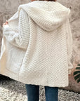 Open Front Long Sleeve Hooded Fuzzy Cardigan