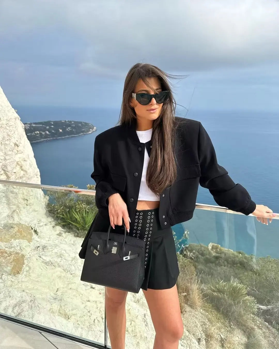 Crop Long Sleeve  Bomber Jacket