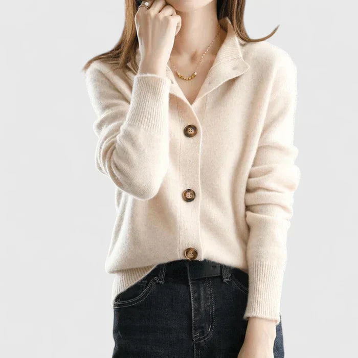 Adele Cardigan Sweater | Soft Knit, Collared Design for Women 0