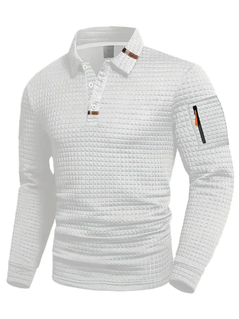 Aero Long Sleeve Polo Shirt | Textured Finish, Sleeve Pocket 2