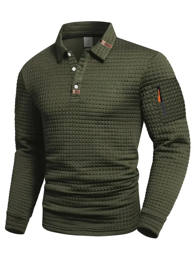 Aero Long Sleeve Polo Shirt | Textured Finish, Sleeve Pocket 4