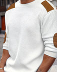 Aero Men's Quarter Zip Pullover | Textured Waffle Knit with Elbow Patches 0
