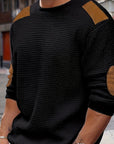 Aero Men's Quarter Zip Pullover | Textured Waffle Knit with Elbow Patches 6