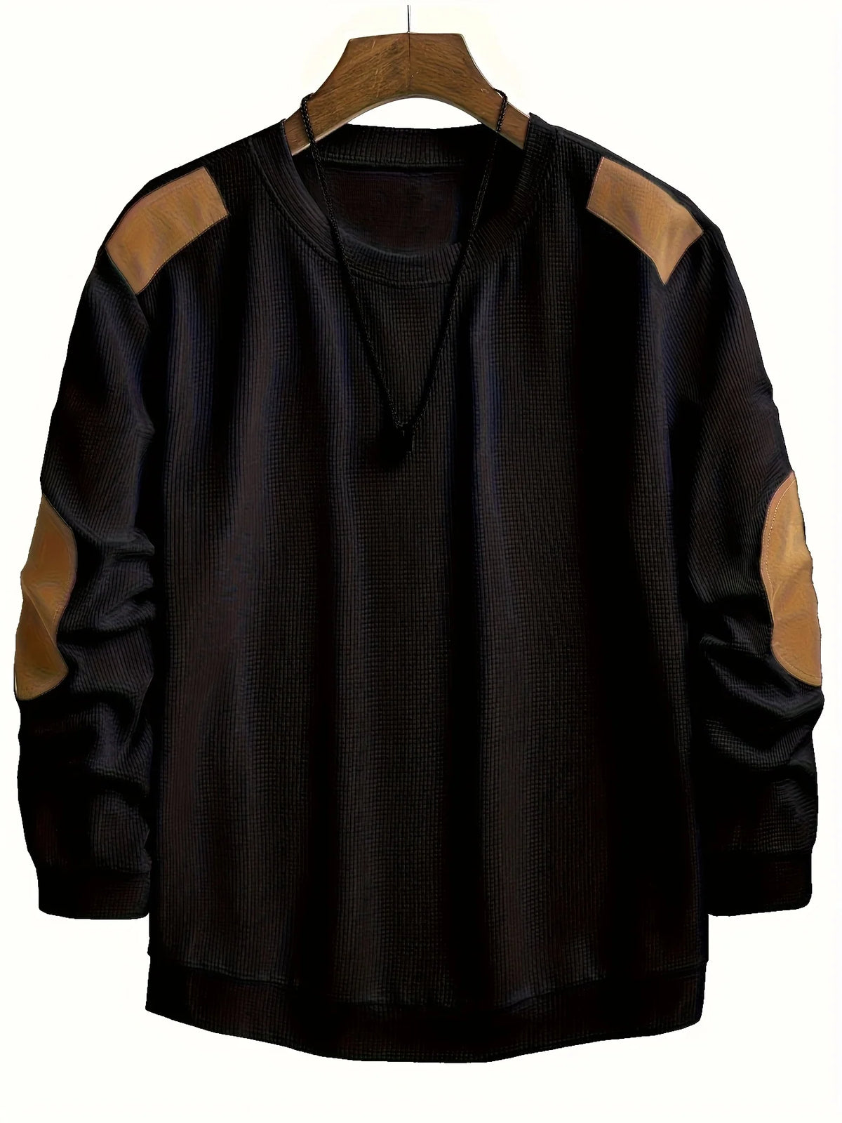 Aero Men's Quarter Zip Pullover | Textured Waffle Knit with Elbow Patches 8