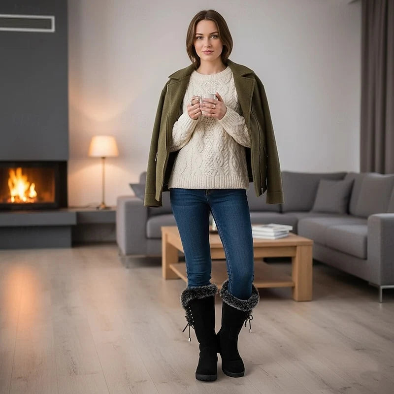 Avery Knee-High Winter Boots | Fur Trimmed, Cushioned Support for Women 7