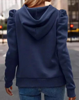 Puff Sleeve Hooded Sweater for Women