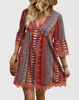 Bohemian V-Neck Maxi Dress with Flowing Fit