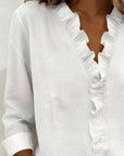 Chara Lightweight Blouse | Ruffled V-Neck, Long Sleeve Tops 7
